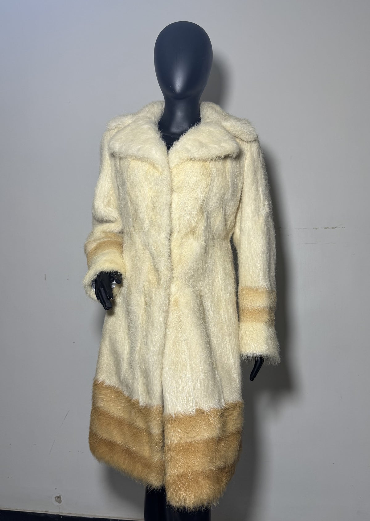 Luxury Genuine Mink Fur Coat for Women | Real Mink Fur Long Coat | Cream & Golden Beige Two Tone Mink Coat | Elegant Winter Outerwear