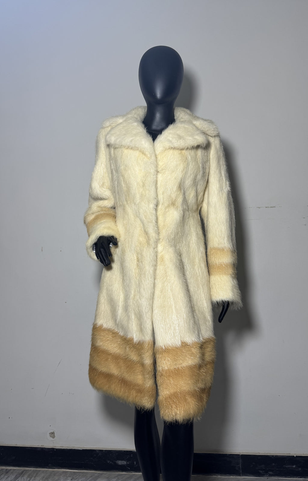 Luxury Genuine Mink Fur Coat for Women | Real Mink Fur Long Coat | Cream & Golden Beige Two Tone Mink Coat | Elegant Winter Outerwear