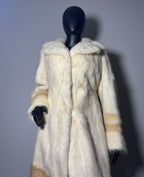 Luxury Genuine Mink Fur Coat for Women | Real Mink Fur Long Coat | Cream & Golden Beige Two Tone Mink Coat | Elegant Winter Outerwear
