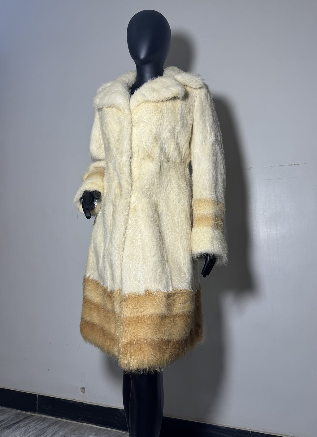 Luxury Genuine Mink Fur Coat for Women | Real Mink Fur Long Coat | Cream & Golden Beige Two Tone Mink Coat | Elegant Winter Outerwear