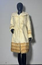 Luxury Genuine Mink Fur Coat for Women | Real Mink Fur Long Coat | Cream & Golden Beige Two Tone Mink Coat | Elegant Winter Outerwear