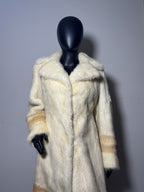 Luxury Genuine Mink Fur Coat for Women | Real Mink Fur Long Coat | Cream & Golden Beige Two Tone Mink Coat | Elegant Winter Outerwear