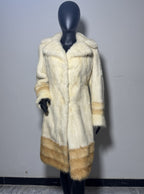 Luxury Genuine Mink Fur Coat for Women | Real Mink Fur Long Coat | Cream & Golden Beige Two Tone Mink Coat | Elegant Winter Outerwear