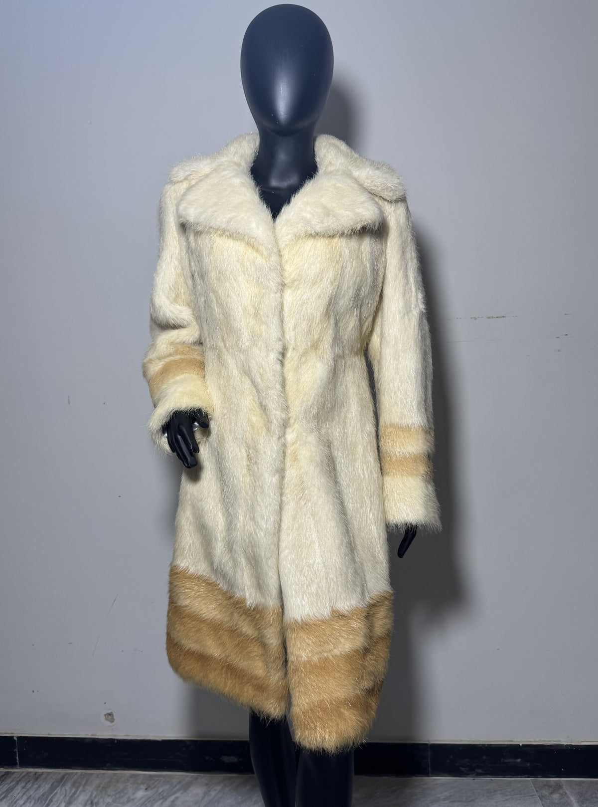 Luxury Genuine Mink Fur Coat for Women | Real Mink Fur Long Coat | Cream & Golden Beige Two Tone Mink Coat | Elegant Winter Outerwear