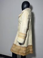 Luxury Genuine Mink Fur Coat for Women | Real Mink Fur Long Coat | Cream & Golden Beige Two Tone Mink Coat | Elegant Winter Outerwear
