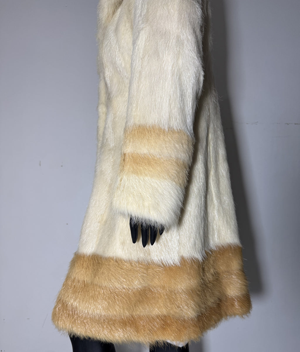 Luxury Genuine Mink Fur Coat for Women | Real Mink Fur Long Coat | Cream & Golden Beige Two Tone Mink Coat | Elegant Winter Outerwear