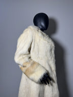 Luxury Genuine Mink Fur Coat for Women | Real Mink Fur Long Coat | Cream & Golden Beige Two Tone Mink Coat | Elegant Winter Outerwear