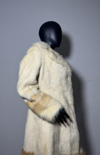 Luxury Genuine Mink Fur Coat for Women | Real Mink Fur Long Coat | Cream & Golden Beige Two Tone Mink Coat | Elegant Winter Outerwear