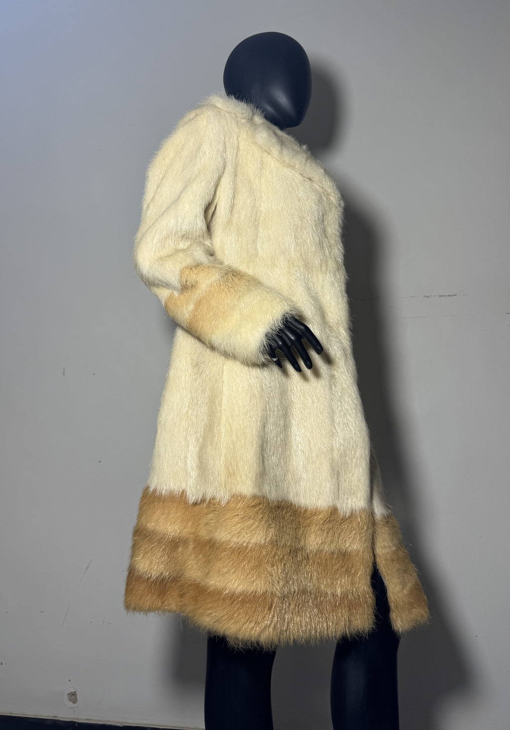 Luxury Genuine Mink Fur Coat for Women | Real Mink Fur Long Coat | Cream & Golden Beige Two Tone Mink Coat | Elegant Winter Outerwear