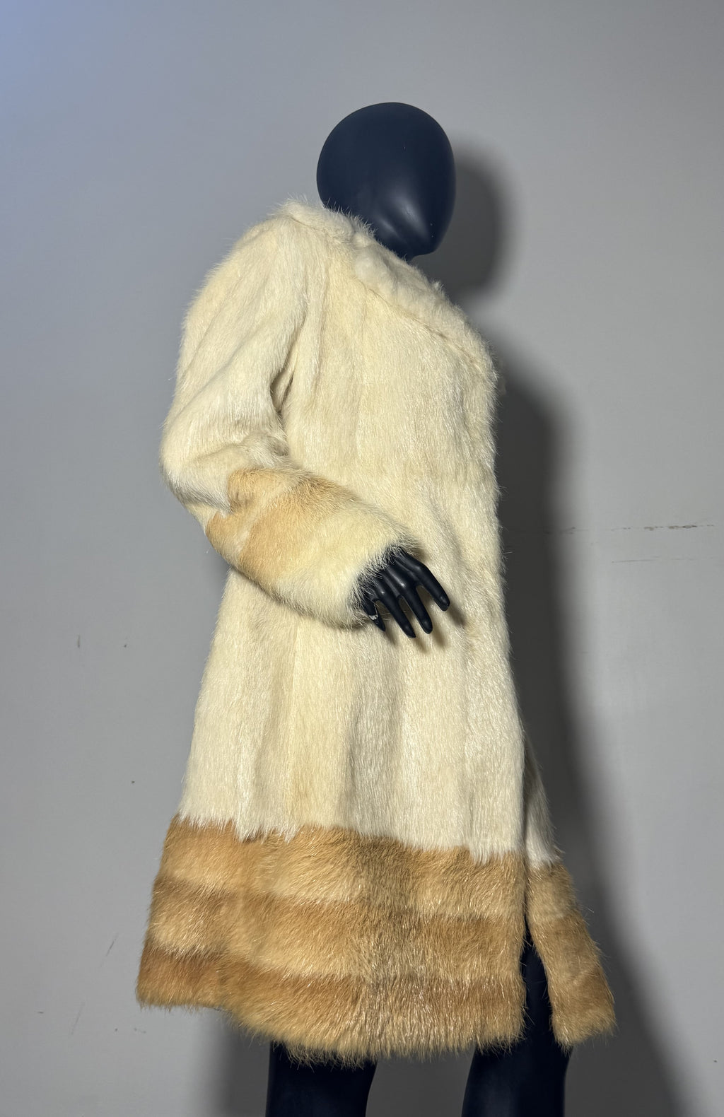 Luxury Genuine Mink Fur Coat for Women | Real Mink Fur Long Coat | Cream & Golden Beige Two Tone Mink Coat | Elegant Winter Outerwear