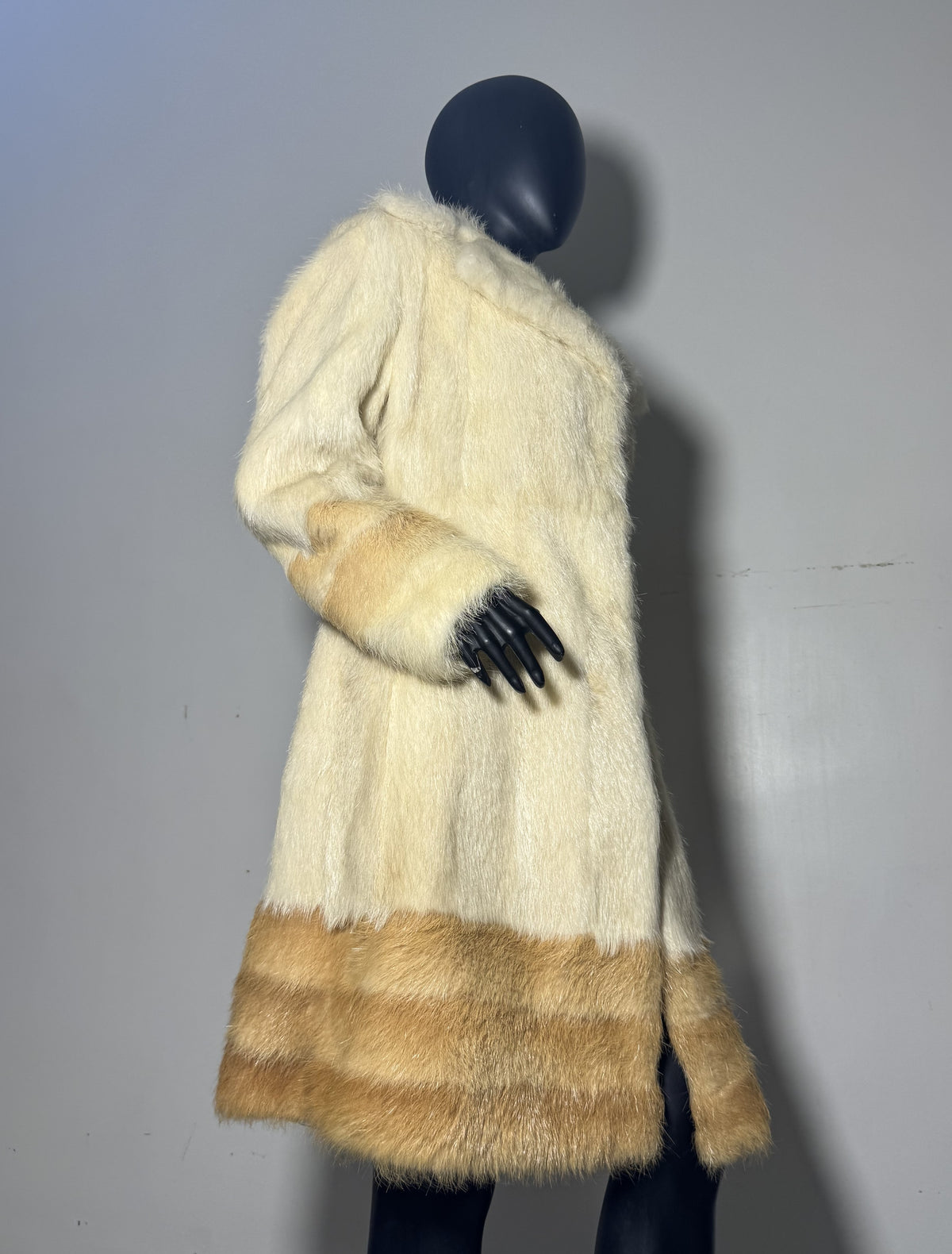 Luxury Genuine Mink Fur Coat for Women | Real Mink Fur Long Coat | Cream & Golden Beige Two Tone Mink Coat | Elegant Winter Outerwear