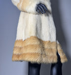 Luxury Genuine Mink Fur Coat for Women | Real Mink Fur Long Coat | Cream & Golden Beige Two Tone Mink Coat | Elegant Winter Outerwear