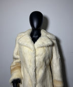 Luxury Genuine Mink Fur Coat for Women | Real Mink Fur Long Coat | Cream & Golden Beige Two Tone Mink Coat | Elegant Winter Outerwear