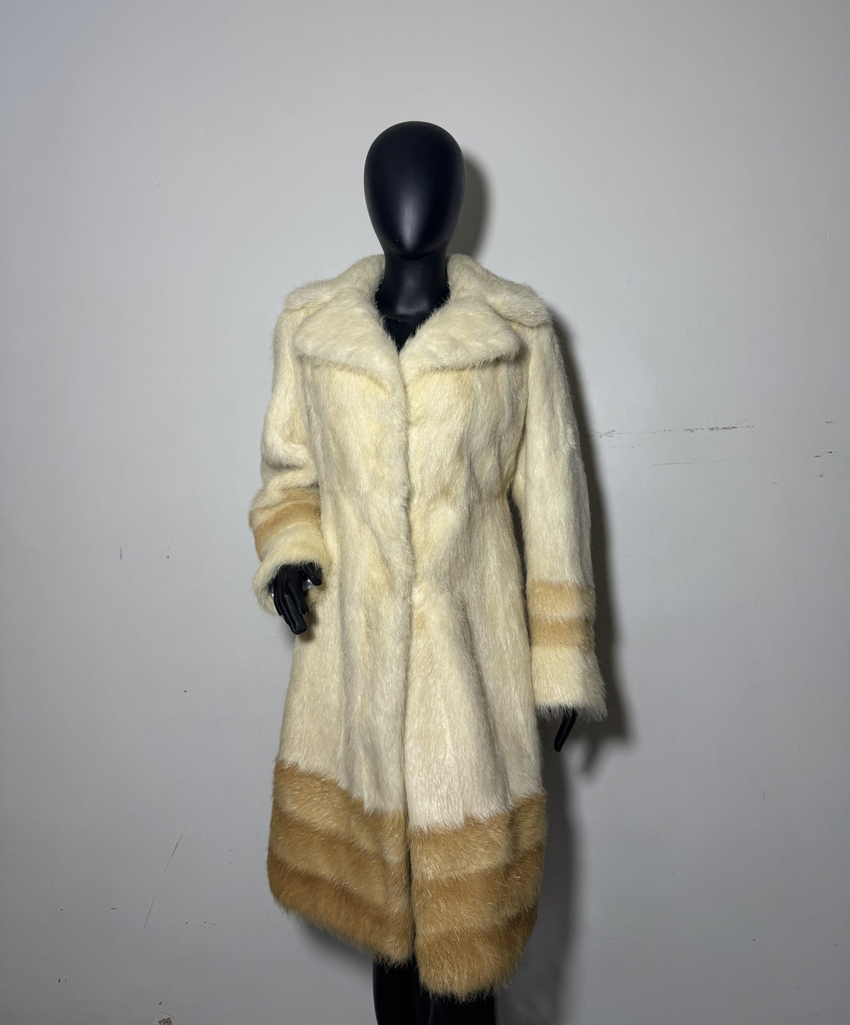 Luxury Genuine Mink Fur Coat for Women | Real Mink Fur Long Coat | Cream & Golden Beige Two Tone Mink Coat | Elegant Winter Outerwear