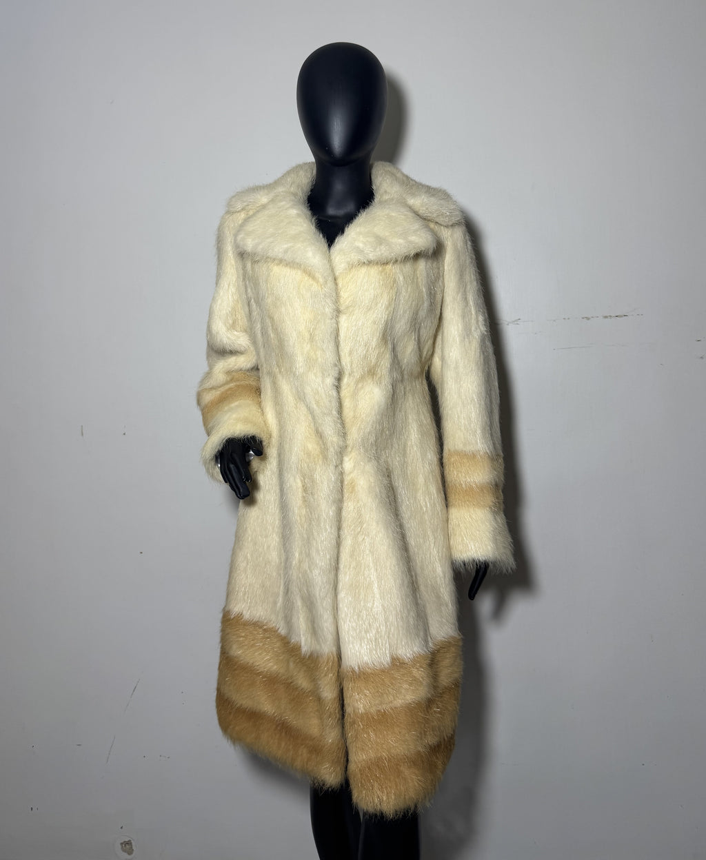 Luxury Genuine Mink Fur Coat for Women | Real Mink Fur Long Coat | Cream & Golden Beige Two Tone Mink Coat | Elegant Winter Outerwear
