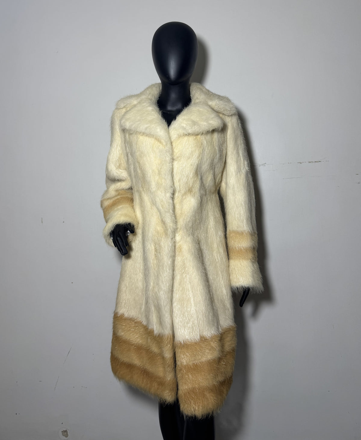 Luxury Genuine Mink Fur Coat for Women | Real Mink Fur Long Coat | Cream & Golden Beige Two Tone Mink Coat | Elegant Winter Outerwear