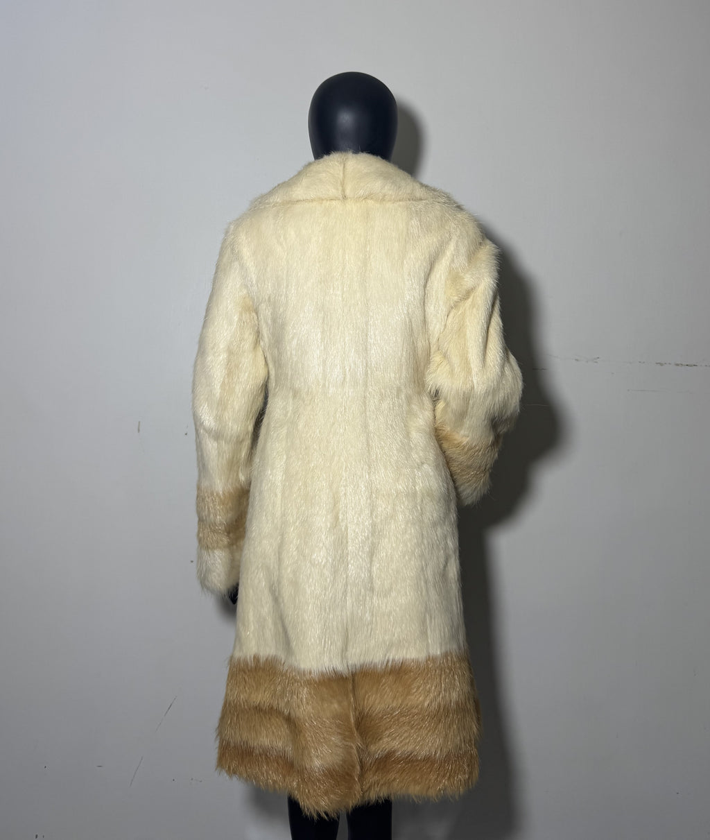 Luxury Genuine Mink Fur Coat for Women | Real Mink Fur Long Coat | Cream & Golden Beige Two Tone Mink Coat | Elegant Winter Outerwear