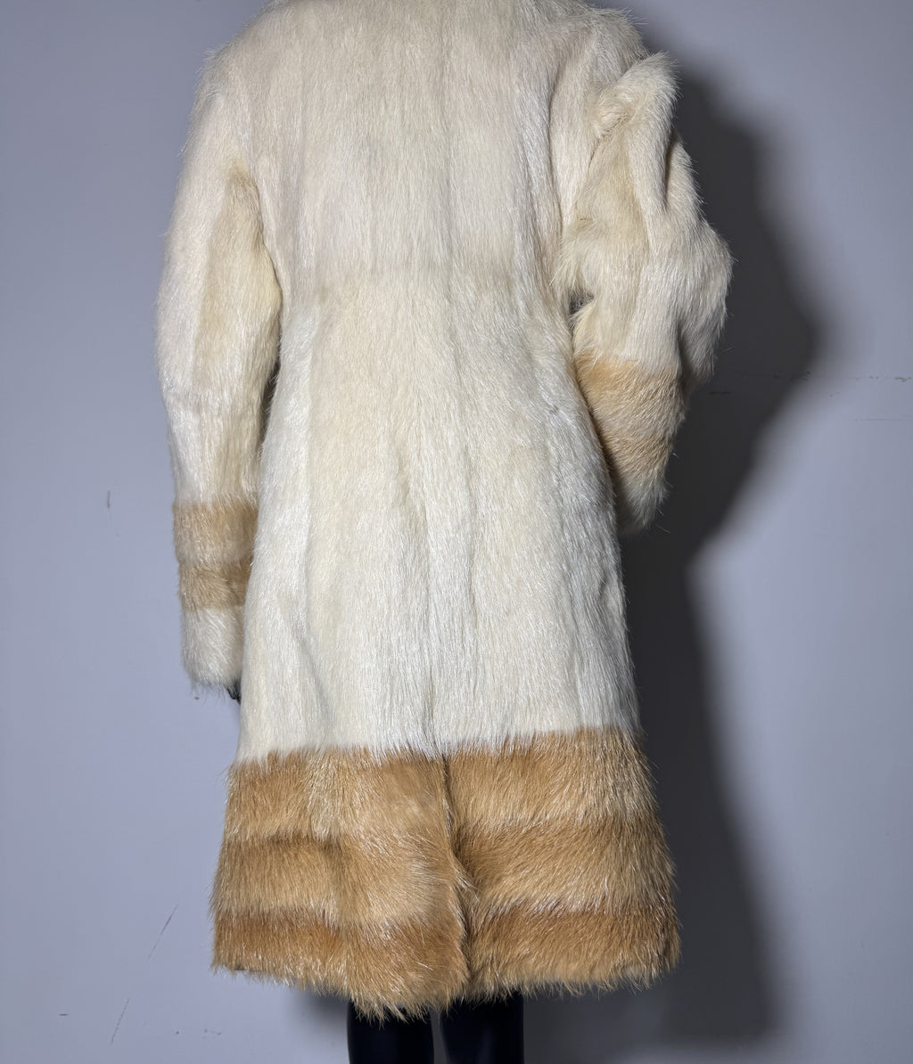 Luxury Genuine Mink Fur Coat for Women | Real Mink Fur Long Coat | Cream & Golden Beige Two Tone Mink Coat | Elegant Winter Outerwear