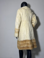Luxury Genuine Mink Fur Coat for Women | Real Mink Fur Long Coat | Cream & Golden Beige Two Tone Mink Coat | Elegant Winter Outerwear
