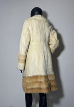 Luxury Genuine Mink Fur Coat for Women | Real Mink Fur Long Coat | Cream & Golden Beige Two Tone Mink Coat | Elegant Winter Outerwear