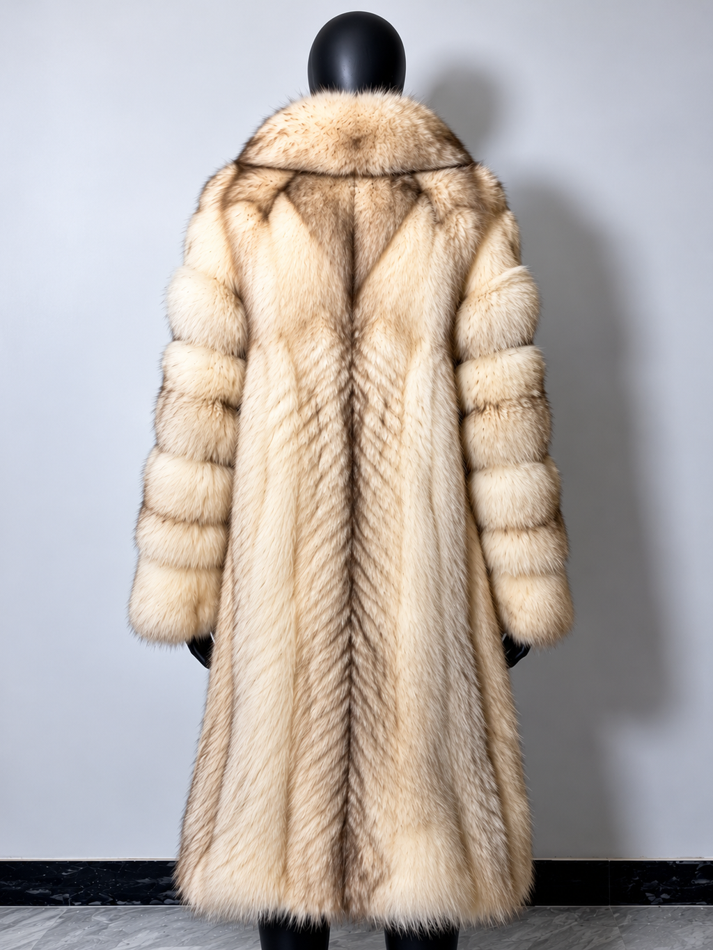 Luxury Genuine Fox Fur Coat for Women | Real Fox Fur Long Maxi Coat | Natural Golden Beige Fur Jacket | Elegant Winter Outerwear