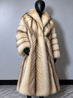 Luxury Genuine Fox Fur Coat for Women | Real Fox Fur Long Maxi Coat | Natural Golden Beige Fur Jacket | Elegant Winter Outerwear