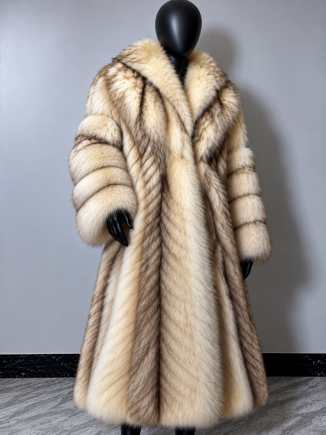 Luxury Genuine Fox Fur Coat for Women | Real Fox Fur Long Maxi Coat | Natural Golden Beige Fur Jacket | Elegant Winter Outerwear