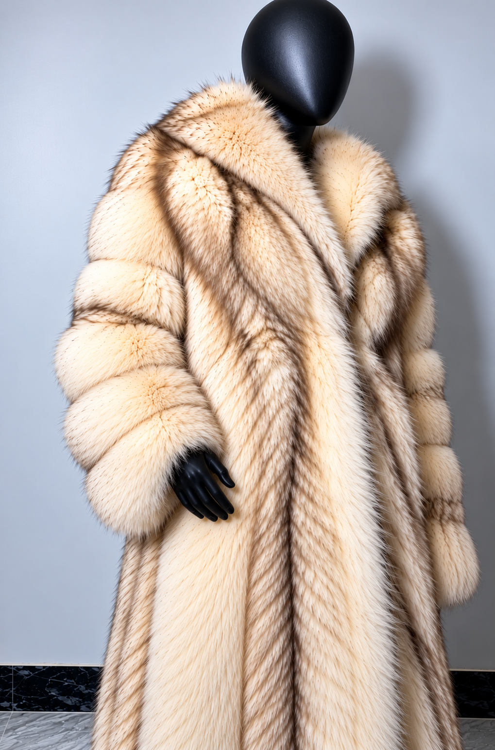 Luxury Genuine Fox Fur Coat for Women | Real Fox Fur Long Maxi Coat | Natural Golden Beige Fur Jacket | Elegant Winter Outerwear