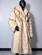 Luxury Genuine Fox Fur Coat for Women | Real Fox Fur Long Maxi Coat | Natural Golden Beige Fur Jacket | Elegant Winter Outerwear