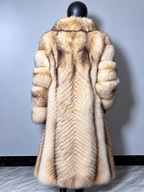 Luxury Genuine Fox Fur Coat for Women | Real Fox Fur Long Maxi Coat | Natural Golden Beige Fur Jacket | Elegant Winter Outerwear