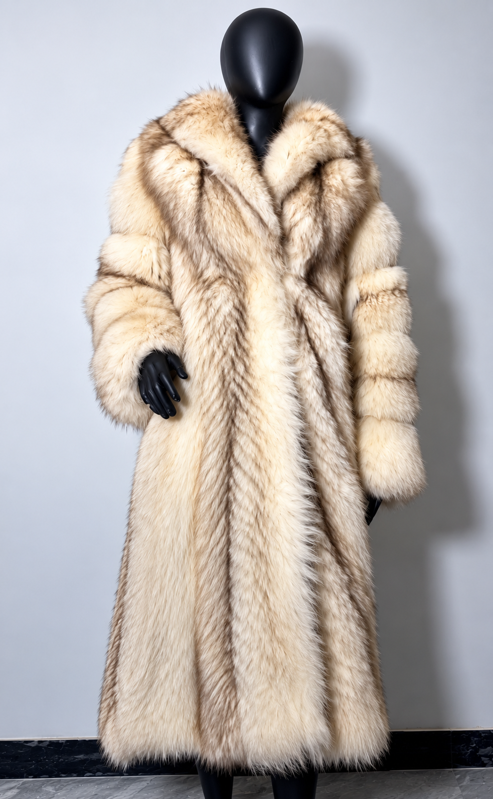 Luxury Genuine Fox Fur Coat for Women | Real Fox Fur Long Maxi Coat | Natural Golden Beige Fur Jacket | Elegant Winter Outerwear