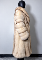 Luxury Genuine Fox Fur Coat for Women | Real Fox Fur Long Maxi Coat | Natural Golden Beige Fur Jacket | Elegant Winter Outerwear