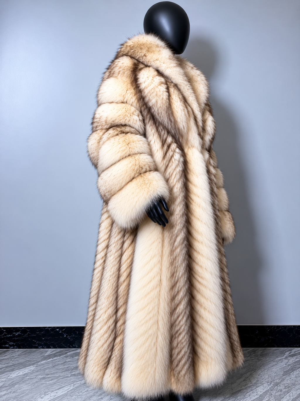Luxury Genuine Fox Fur Coat for Women | Real Fox Fur Long Maxi Coat | Natural Golden Beige Fur Jacket | Elegant Winter Outerwear